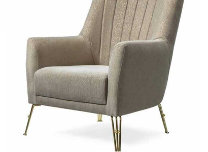 Design Seater Luxury Beige Armchair Relax Wood with stainless steel Armchair new